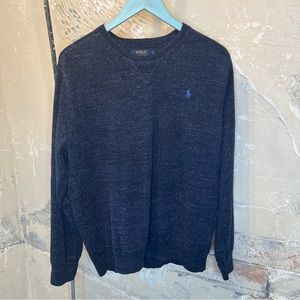 Polo Ralph Lauren L crew neck sweater cotton blue collegiate, preppy